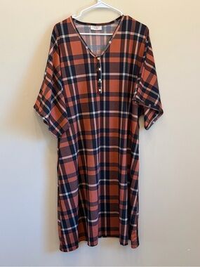 NEW Dwell & Slumber, OS, Swing Gown, plaid womens house comfy